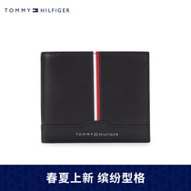 Tommy 22 new spring summer mens clothing business cow leather embossed large capacity short cash card wallet gift 08589