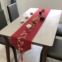Festive big red tea table flag Chinese wedding ceremony wedding table cloth tea mat Chinese style cotton hemp Classical