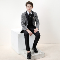 Boys dress suit British style little boy host performance clothing middle child gray suit childrens small suit