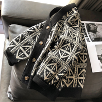 (2022 Early autumn quality double-wire sweater cardiovert) Female retro wool thread Knitted Sweatshirt Outside of the jacket V collar jacket loose