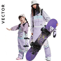 VECTOR childrens parent-child ski belt pants male and female child jumpsuit single double board ski suit equipped with windproof and warm
