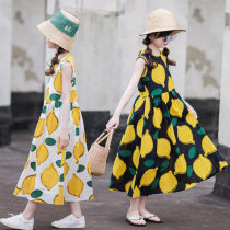 Girls dress summer children 12-year-old girl Beach long skirt super fairy thin foreign flower princess dress