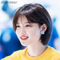 Wig female short hair Bobble handsome neutral round face Natural girly temperament repair face net red short curly hair full headgear