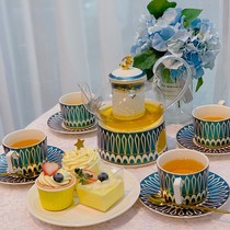 Light luxury Cup set living room ceramic water cup with rack household water Ware with tray European afternoon tea tea set gift box