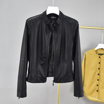  Trendy brand fashion simple short leather jacket women 2021 autumn new womens Korean niche long-sleeved leather jacket women