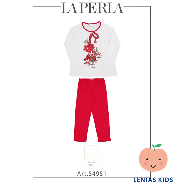 lenias LN家 LA PERLA 23SS春夏儿童圣诞节红色睡衣套装