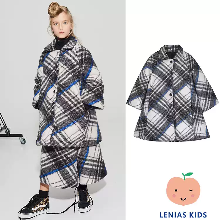 Lenias LN家 LCF 24aw秋冬 女童复古格子廓形厚外套