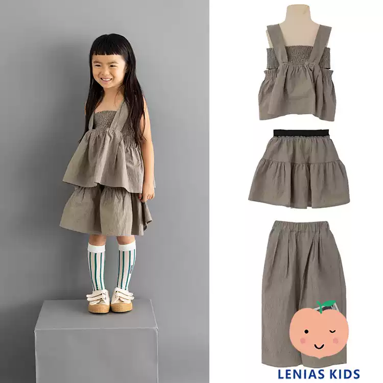 Lenias LN家 日本folk made 23SS春夏咖色背心半裙长裤