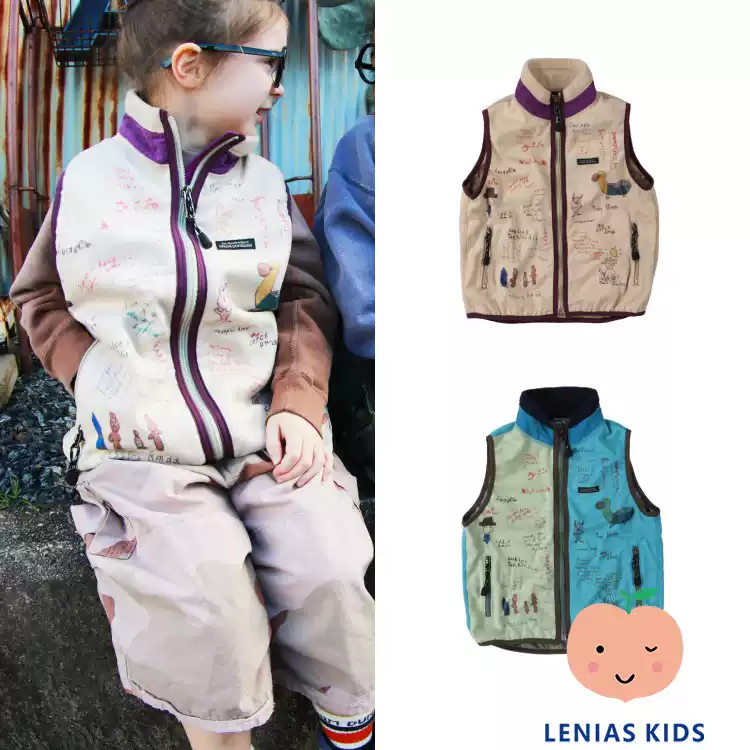 LeniasLN家 Denim Dungaree25aw秋冬 卡通印花可爱马甲