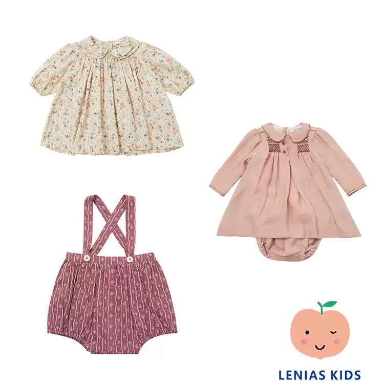 lenias LN家Caramel22AW秋冬baby粉色套装+碎花裙+背带裤