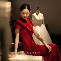 Fame cheongsam 2021 New toast clothing summer bride female retro modified Chinese red engagement dress