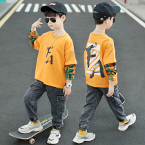  Boys spring and Autumn 2021 new suit handsome two-piece set three four five six seven eight 8 nine 9 ten 12-year-old primary school students