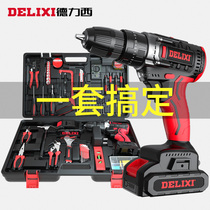 Delixi Household Lithium Electric Drill Tool Set Hardware Electrician Woodworking Special Maintenance Multifunctional Toolbox Daquan