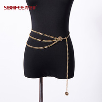 Shang Bafei Latin Dress Women's Adult Dress with Belt Dress Lace-Up Gold Belt A048