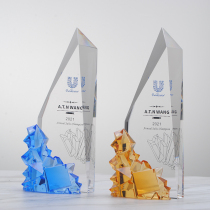 High-end new crystal glass trophy company outstanding employee annual meeting event award trophy