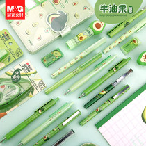 Morning light avocado limited straight liquid ball pen 0 5 gel pen quick-drying black water pen student matcha fruit