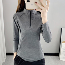 Quick-drying clothes womens long sleeve T-shirt spring and summer collar breathable quick-drying clothes thin elastic exercise fitness yoga mountaineering clothes