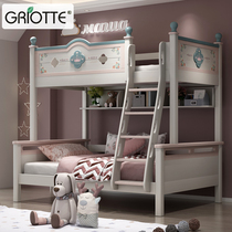 High and low bed Childrens bed Full solid wood bunk bed Bunk bed Two-layer mother bed Girl multi-functional princess bunk bed