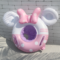 INS childrens cartoon pink bow Minnie female baby swimming ring Mickey handle seat ring pants lifebuoy