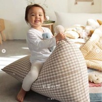 INS Nordic children brown plaid hair ball lazy sofa baby small bean bag recliner tatami cushion