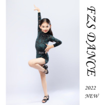 FZS DANCE 2022 new L096 green velvet mesh panels Latin dance practice wear
