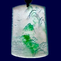 Nine stone Jade full color Guanyin pendant landscape Jade brand ink Cui Guardian God Hand-held cabbage Buddha pendant wool