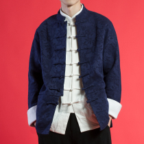 Chinese retro ethnic style buckle cotton hemp jacquard Tang suit Chinese style stand collar embroidery loose large size jacket jacket jacket