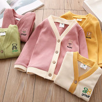Little chirp goo 2021 new product~Female baby cardigan family autumn clothes Girls and childrens embroidered jacket small and medium-sized childrens tide 3