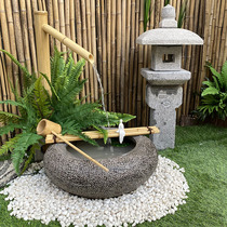 Japanese stone bowl water bowl stone lantern Zen courtyard landscape dry landscape landscape water scene shock deer bamboo flowing water ornaments