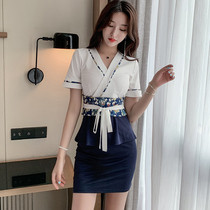 Summer new technician clothes foot therapy foot bath sauna massage clothes beauty clothes suit foot wash city clothes thin flowers