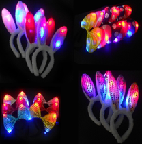 Jushe] Christmas Glowing Crown Garland Bow Horn Antlers Rabbit Ears Cat Ear Headband
