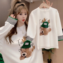 Fried Street Mother Daughters Loose Pure Cotton T-shirt Boy Cartoon Printed Blouses Foreign Air 2022 Spring New