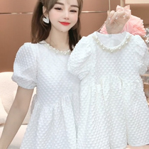 Foreign Air Fracking Street Parenting Girl Dress Girl Dress Girl Dress 2022 Spring Summer Dress Short Sleeves The Princess Lace Princess Dress