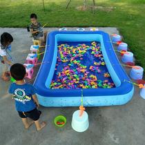 Thickened childrens inflatable fishing pond square stall puzzle fishing set toy pool kindergarten paddling pool