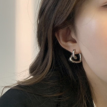 (Min degree) S925 silver pin simple love earrings ins earrings earrings temperament Net red earrings design feel cold wind