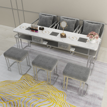 Yi Ming teacher silver embedded vacuum cleaner nail art table and chair set single double three luxury marble nail shop table