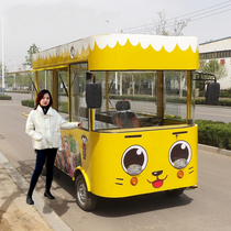Mobile snack cart electric four-wheel dining car barbecue frying pan spicy hot fried chicken noodle stove stall car