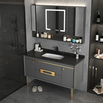Light luxury rock board one modern simple bathroom cabinet combination Wash basin Wash basin cabinet Bathroom floor