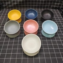 Pet ceramic bowl high-footed bowl micro-defect dog bowl cat bowl neck guard anti-overturning cat water bowl pet food bowl
