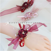 Wrist flower bridesmaid group Korean Super Xiansen simple bride sister group wedding hand flower bracelet wedding hand ceremony