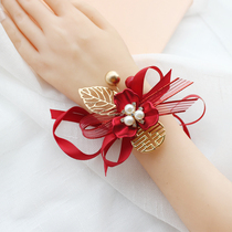 Wrist Flower Bridesmaid Sisters Hand Flower Bride Forest hipster Bracelet Wedding Wedding Pearl Korean Wedding Jewelry