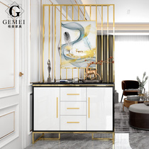 Modern simple entrance hall cabinet shoe cabinet marble sideboard Hong Kong style light luxury living room screen partition cabinet decoration