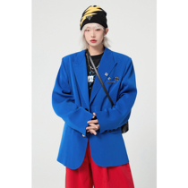  Leman Jinjun casual blazer mens spring and autumn trendy brand trend Klein blue ruffian handsome mens suit