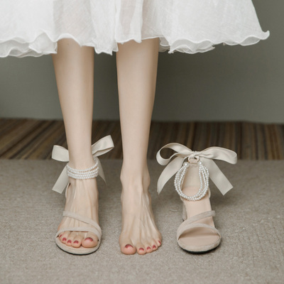 taobao agent Belt high heels, footwear, summer sandals, 2023 collection, for bridesmaid