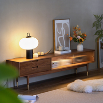 ten Shadows Wood Construction Nordic Solid Wood TV Cabinet Black Walnuts Wood Minima Light Lavish Log Audiovisual Cabinet Living-room Combined Furniture