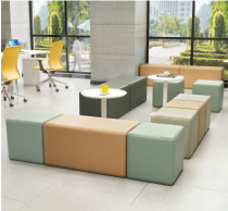 Creative leather stool reception area reception room early childhood education waiting Art Museum simple fashion sofa stool training institution