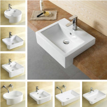 Semi-embedded plug-in ceramic basin Square semi-hanging basin Round embedded washbasin Semi-embedded washbasin
