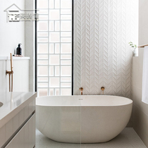 Nordic light luxury toilet tile white bathroom wall brick fish bone pattern background wall balcony wall tile 300x600