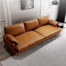 Italian Genuine Leather Office Sofa Brief Modern Guests Business Reception Office Casual Trio of tea table combinations