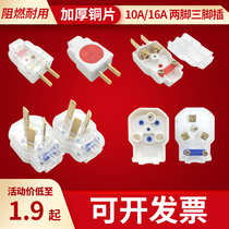 Plug two-pin three-pin 10A 16A air conditioner 2 3 household industrial power triangle plug without wire high power